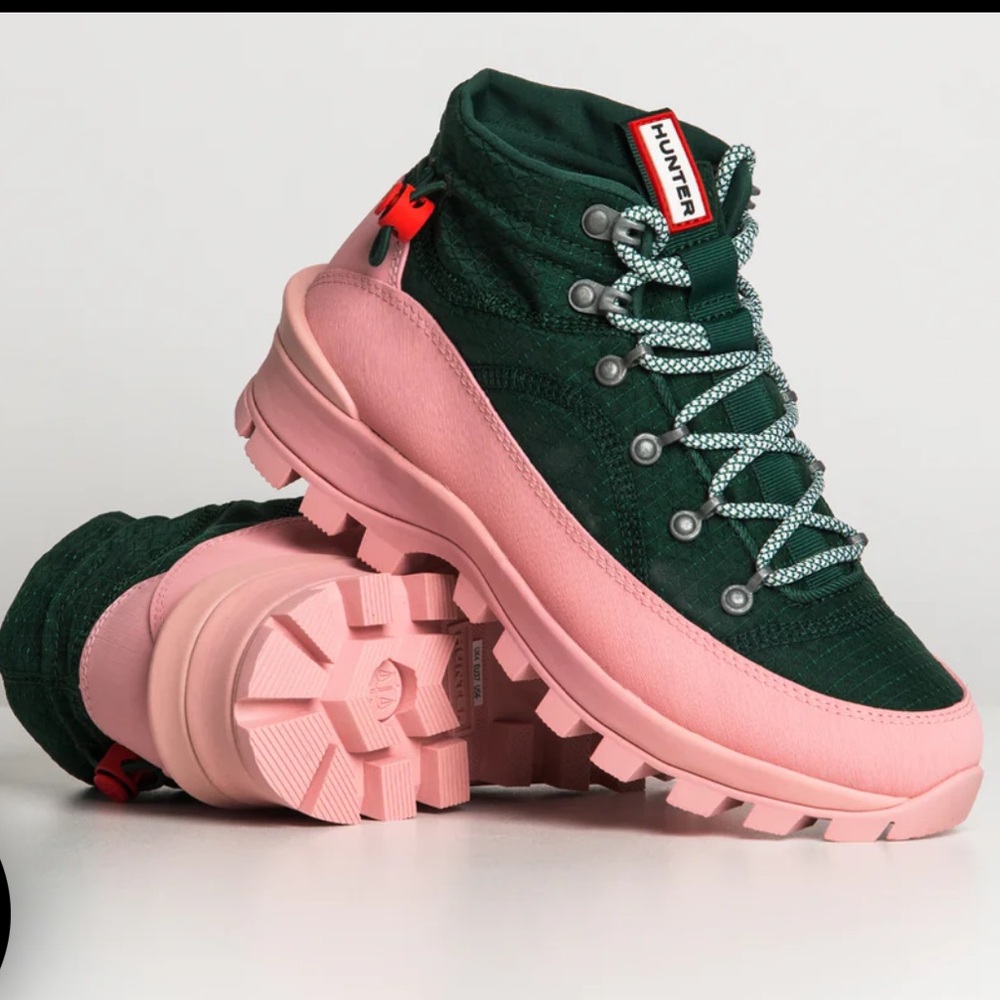 Green and Pink High-Top Sneakers